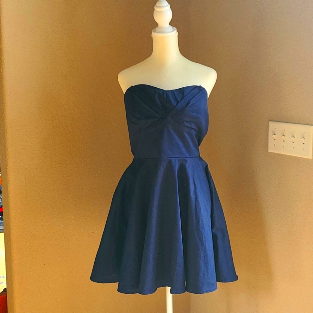 Ixia navy dress strapless with halter strap